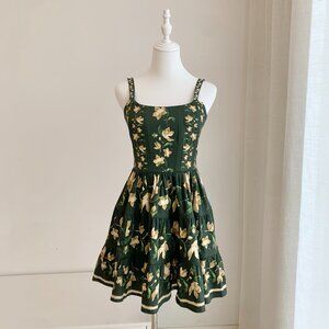 Agua by Agua Bendita Green Floral Tiered Mini Dress